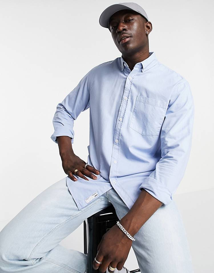 Pull&Bear smart oxford shirt in blue